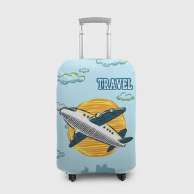 Чехол для чемодана 3D с принтом Путешествия в Санкт-Петербурге, 86% полиэфир, 14% спандекс | двустороннее нанесение принта, прорези для ручек и колес | travel | город | небо | облака | путешествия | самолет | солнце | тревел | туризм