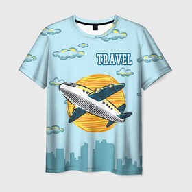 Мужская футболка 3D с принтом Путешествия в Санкт-Петербурге, 100% полиэфир | прямой крой, круглый вырез горловины, длина до линии бедер | travel | город | небо | облака | путешествия | самолет | солнце | тревел | туризм