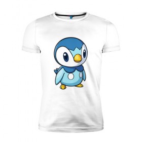 Мужская футболка премиум с принтом Piplup в Санкт-Петербурге, 92% хлопок, 8% лайкра | приталенный силуэт, круглый вырез ворота, длина до линии бедра, короткий рукав | piplup | пингвин | пингвиненок | пиплуп | покемон | покемоны | синий