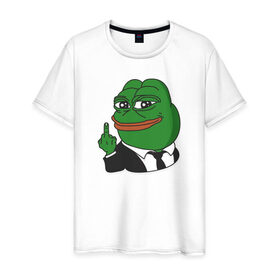 Мужская футболка хлопок с принтом Pepe в Санкт-Петербурге, 100% хлопок | прямой крой, круглый вырез горловины, длина до линии бедер, слегка спущенное плечо. | bad | dab | frog | good | kek | make pepe great again | pepe | sad | sad frog | vote for pepe | кек | лягушка | мем | мемы | пепе | со смыслом | фрог