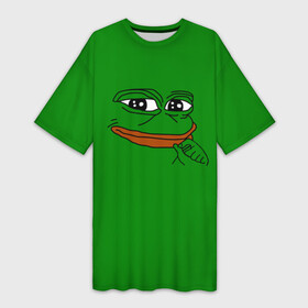 Платье-футболка 3D с принтом Pepe в Санкт-Петербурге,  |  | bad | dab | frog | good | kek | make pepe great again | pepe | sad | sad frog | vote for pepe | кек | лягушка | мем | мемы | пепе | со смыслом | фрог