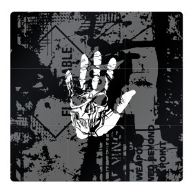 Магнитный плакат 3Х3 с принтом Stop в Санкт-Петербурге, Полимерный материал с магнитным слоем | 9 деталей размером 9*9 см | black | caution | gray | halloween | hand | skeleton | skull | stop | white | белый | предупреждение | рука | серый | скелет | хэллоуин | череп | черный