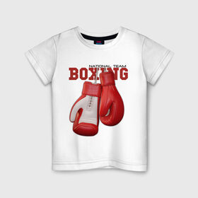 Детская футболка хлопок с принтом National Team Boxing в Санкт-Петербурге, 100% хлопок | круглый вырез горловины, полуприлегающий силуэт, длина до линии бедер | бокс | перчатки