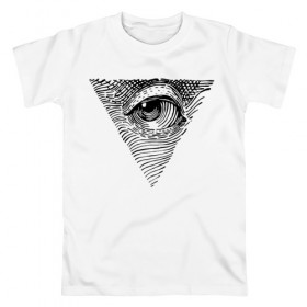 Мужская футболка хлопок с принтом eye в Санкт-Петербурге, 100% хлопок | прямой крой, круглый вырез горловины, длина до линии бедер, слегка спущенное плечо. | black | eye | minimalism | money | philosophy | pyramid | raster | supreme | usa | white | белый | глаз | деньги | доллар | минимализм | пирамида | растр | сша | философия | черный
