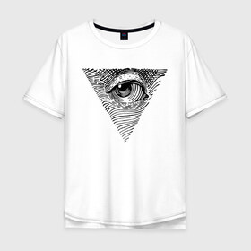 Мужская футболка хлопок Oversize с принтом eye в Санкт-Петербурге, 100% хлопок | свободный крой, круглый ворот, “спинка” длиннее передней части | black | eye | minimalism | money | philosophy | pyramid | raster | supreme | usa | white | белый | глаз | деньги | доллар | минимализм | пирамида | растр | сша | философия | черный