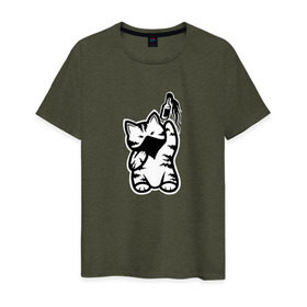 Мужская футболка хлопок с принтом Anarchist Cat Molotov Cocktail в Санкт-Петербурге, 100% хлопок | прямой крой, круглый вырез горловины, длина до линии бедер, слегка спущенное плечо. | banksy | анархист | анархия | бутылка | бэнкси | граффити | киса | киска | коктейль молотова | кот | котейка | котенок | котик | котэ | котя | кошка