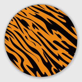 Коврик круглый с принтом Тигр в Санкт-Петербурге, резина и полиэстер | круглая форма, изображение наносится на всю лицевую часть | животное | зверь | кардашьян | ким | кот | лев | оранжевый | полосы | рыжий | тигр | черный