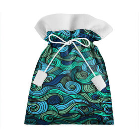 Подарочный 3D мешок с принтом Морская пучина в Санкт-Петербурге, 100% полиэстер | Размер: 29*39 см | абстракция | волны | зеленый | круг | линии | море | полосы | синий