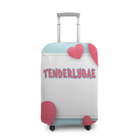 Чехол для чемодана 3D с принтом Tenderlybae в Санкт-Петербурге, 86% полиэфир, 14% спандекс | двустороннее нанесение принта, прорези для ручек и колес | tenderlybae | twitch | амина | бэйби | в маске | малышка | мирзоева | мэйби | нежная | стримерша | тендерлибае | тендерлибэй