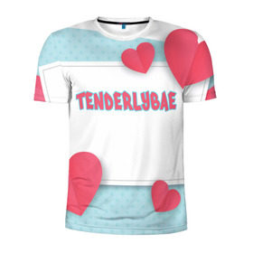 Мужская футболка 3D спортивная с принтом Tenderlybae в Санкт-Петербурге, 100% полиэстер с улучшенными характеристиками | приталенный силуэт, круглая горловина, широкие плечи, сужается к линии бедра | tenderlybae | twitch | амина | бэйби | в маске | малышка | мирзоева | мэйби | нежная | стримерша | тендерлибае | тендерлибэй
