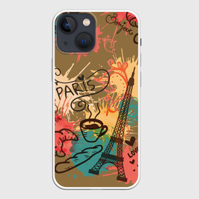 Чехол для iPhone 13 mini с принтом Париж в Санкт-Петербурге,  |  | love | башня | булочка | кофе | круассан | любовь | отпуск | париж | путешествия | франция | хлеб | эйфелева