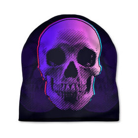 Шапка 3D с принтом Токсичный череп в Санкт-Петербурге, 100% полиэстер | универсальный размер, печать по всей поверхности изделия | 3d | 3д | голограмма | иллюзия | кости | розовый | синий | скелет | ультра | фиолетовый | череп | черный