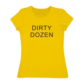 Женская футболка хлопок с принтом DIRTY DOZEN (The Prodigy) в Санкт-Петербурге, 100% хлопок | прямой крой, круглый вырез горловины, длина до линии бедер, слегка спущенное плечо | dirty dozen | keith flint | the prodigy | кинт флинт | клубная музыка | продиджи