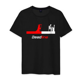 Мужская футболка хлопок с принтом Deadline в Санкт-Петербурге, 100% хлопок | прямой крой, круглый вырез горловины, длина до линии бедер, слегка спущенное плечо. | fead | line | дедлайн | коса | линия | программист | проект | работа | сдача | сроки