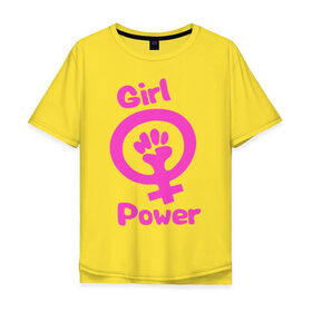 Мужская футболка хлопок Oversize с принтом Girl Power в Санкт-Петербурге, 100% хлопок | свободный крой, круглый ворот, “спинка” длиннее передней части | женская | за баб | кулак | начало | независимость | сила | феминизм | энергия
