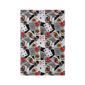 Обложка для паспорта матовая кожа с принтом Игральные карты в Санкт-Петербурге, натуральная матовая кожа | размер 19,3 х 13,7 см; прозрачные пластиковые крепления | буны | вольты | графика | дамы | десятки | игра | игральные | иллюстрация | казино | картинка | карты | коллаж | короли | красные | крести | масть | мода | орнамент | пики | покер | разбросаны | рисунок