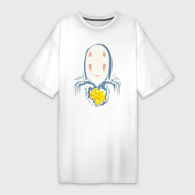 Платье-футболка хлопок с принтом Унесённые призраками в Санкт-Петербурге,  |  | anime | no face | spirited away | аниме | безликий | безликий бог каонаси | каонаси | миядзаки | мультфильм | сэн | тихиро | унесённые призраками
