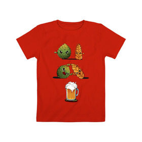 Детская футболка хлопок с принтом Хмель и Солод в Санкт-Петербурге, 100% хлопок | круглый вырез горловины, полуприлегающий силуэт, длина до линии бедер | Тематика изображения на принте: солод | хмель