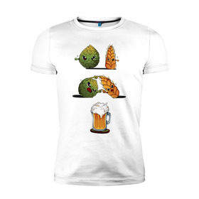 Мужская футболка премиум с принтом Хмель и Солод в Санкт-Петербурге, 92% хлопок, 8% лайкра | приталенный силуэт, круглый вырез ворота, длина до линии бедра, короткий рукав | солод | хмель