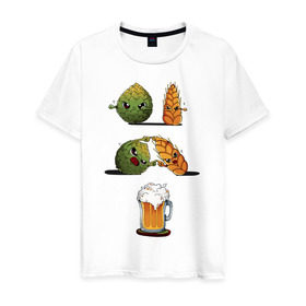 Мужская футболка хлопок с принтом Хмель и Солод в Санкт-Петербурге, 100% хлопок | прямой крой, круглый вырез горловины, длина до линии бедер, слегка спущенное плечо. | солод | хмель