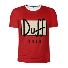 Мужская футболка 3D спортивная с принтом Duff в Санкт-Петербурге, 100% полиэстер с улучшенными характеристиками | приталенный силуэт, круглая горловина, широкие плечи, сужается к линии бедра | Тематика изображения на принте: beer | duff | duff beer | simpsons | симпсоны