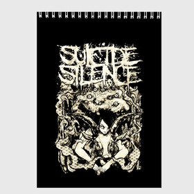 Скетчбук с принтом Suicide Silence в Санкт-Петербурге, 100% бумага
 | 48 листов, плотность листов — 100 г/м2, плотность картонной обложки — 250 г/м2. Листы скреплены сверху удобной пружинной спиралью | metal | suicide silence | грув метал | группы | дэткор | метал | музыка | ню метал | рок