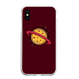Чехол для iPhone XS Max матовый с принтом Планета Пицца в Санкт-Петербурге, Силикон | Область печати: задняя сторона чехла, без боковых панелей | pizza | космос | пицца | планета | планеты | сатурн
