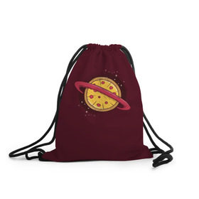 Рюкзак-мешок 3D с принтом Планета Пицца в Санкт-Петербурге, 100% полиэстер | плотность ткани — 200 г/м2, размер — 35 х 45 см; лямки — толстые шнурки, застежка на шнуровке, без карманов и подкладки | pizza | космос | пицца | планета | планеты | сатурн