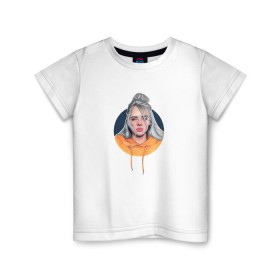 Детская футболка хлопок с принтом Billie Eilish в Санкт-Петербурге, 100% хлопок | круглый вырез горловины, полуприлегающий силуэт, длина до линии бедер | music | pop | айлиш | билли | музыка