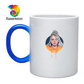 Кружка хамелеон с принтом Billie Eilish в Санкт-Петербурге, керамика | меняет цвет при нагревании, емкость 330 мл | music | pop | айлиш | билли | музыка