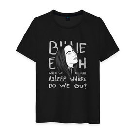 Мужская футболка хлопок с принтом Billie Eilish в Санкт-Петербурге, 100% хлопок | прямой крой, круглый вырез горловины, длина до линии бедер, слегка спущенное плечо. | music | pop | айлиш | билли | музыка