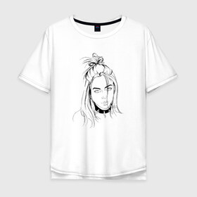 Мужская футболка хлопок Oversize с принтом Billie Eilish в Санкт-Петербурге, 100% хлопок | свободный крой, круглый ворот, “спинка” длиннее передней части | Тематика изображения на принте: music | pop | айлиш | билли | музыка