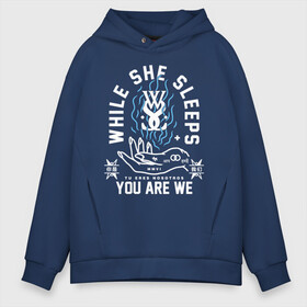 Мужское худи Oversize хлопок с принтом While She Sleeps в Санкт-Петербурге, френч-терри — 70% хлопок, 30% полиэстер. Мягкий теплый начес внутри —100% хлопок | боковые карманы, эластичные манжеты и нижняя кромка, капюшон на магнитной кнопке | sleeps | while she sleeps | you are we | группы | метал | музыка | рок