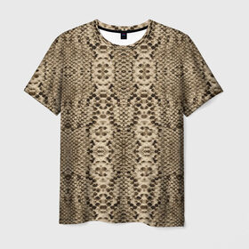 Мужская футболка 3D с принтом Кожа питона в Санкт-Петербурге, 100% полиэфир | прямой крой, круглый вырез горловины, длина до линии бедер | змей | змея | кобра | кожа | питон | удав | хладнокровное | чешуя