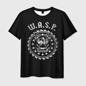Мужская футболка 3D с принтом W.A.S.P. в Санкт-Петербурге, 100% полиэфир | прямой крой, круглый вырез горловины, длина до линии бедер | w.a.s.p. | wasp | глэм метал | группы | метал | музыка | рок | хард рок | хэви метал | шок рок