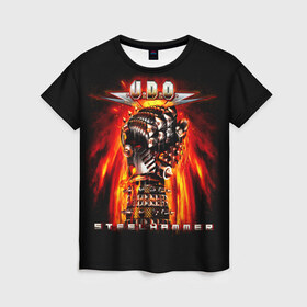 Женская футболка 3D с принтом U.D.O. в Санкт-Петербурге, 100% полиэфир ( синтетическое хлопкоподобное полотно) | прямой крой, круглый вырез горловины, длина до линии бедер | heavy metal | metal | u.d.o. | udo | группы | метал | музыка | пауэр метал | рок | удо диркшнайдер | хэви метал