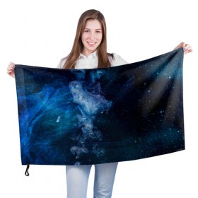 Флаг 3D с принтом Синий космос в Санкт-Петербурге, 100% полиэстер | плотность ткани — 95 г/м2, размер — 67 х 109 см. Принт наносится с одной стороны | big | арт | крупные арты | крупные принты | сумаcшедшие арты