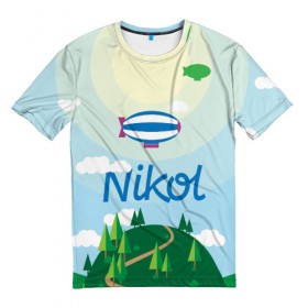 Мужская футболка 3D с принтом Nikol Country в Санкт-Петербурге, 100% полиэфир | прямой крой, круглый вырез горловины, длина до линии бедер | 