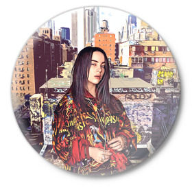 Значок с принтом Billie Eilish в Санкт-Петербурге,  металл | круглая форма, металлическая застежка в виде булавки | билли айлиш | певица
