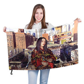Флаг 3D с принтом Billie Eilish в Санкт-Петербурге, 100% полиэстер | плотность ткани — 95 г/м2, размер — 67 х 109 см. Принт наносится с одной стороны | билли айлиш | певица