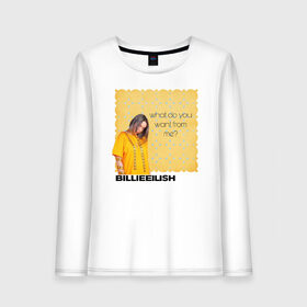 Женский лонгслив хлопок с принтом Billie Eilish в Санкт-Петербурге, 100% хлопок |  | ailish | billi | billie eilish | bury a friend | copycat | crown | dont smile at me | lovely | music | my boy | party favor | pop | били | билли айлиш | музыка | певица | поп | эйлиш