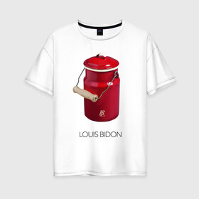 Женская футболка хлопок Oversize с принтом Louis Bidon в Санкт-Петербурге, 100% хлопок | свободный крой, круглый ворот, спущенный рукав, длина до линии бедер
 | антитренд | луи витон
