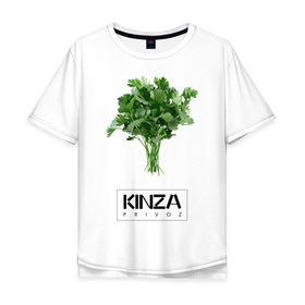 Мужская футболка хлопок Oversize с принтом KINZA в Санкт-Петербурге, 100% хлопок | свободный крой, круглый ворот, “спинка” длиннее передней части | kinzo | антитренд | кинзо