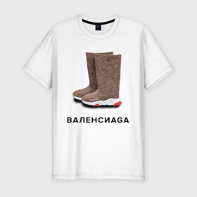 Мужская футболка хлопок Slim с принтом Валенсиаga в Санкт-Петербурге, 92% хлопок, 8% лайкра | приталенный силуэт, круглый вырез ворота, длина до линии бедра, короткий рукав | Тематика изображения на принте: balenciaga | антитренд | баленсиага
