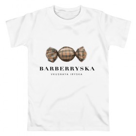 Мужская футболка хлопок с принтом Barberryska в Санкт-Петербурге, 100% хлопок | прямой крой, круглый вырез горловины, длина до линии бедер, слегка спущенное плечо. | burberry | антитренд | барбери