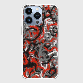 Чехол для iPhone 13 Pro с принтом Сколопендры в Санкт-Петербурге,  |  | камуфляж | красный | лапки | милитари | многоножка | насекомые | орнжевый | паттрен | серый | сороконожка | узор