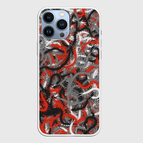 Чехол для iPhone 13 Pro Max с принтом Сколопендры в Санкт-Петербурге,  |  | Тематика изображения на принте: камуфляж | красный | лапки | милитари | многоножка | насекомые | орнжевый | паттрен | серый | сороконожка | узор