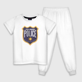 Детская пижама хлопок с принтом Полиция Грамматики в Санкт-Петербурге, 100% хлопок |  брюки и футболка прямого кроя, без карманов, на брюках мягкая резинка на поясе и по низу штанин
 | 