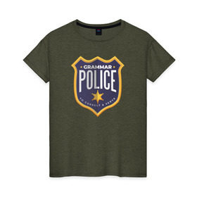 Женская футболка хлопок с принтом Полиция Грамматики в Санкт-Петербурге, 100% хлопок | прямой крой, круглый вырез горловины, длина до линии бедер, слегка спущенное плечо | 