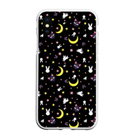 Чехол для iPhone XS Max матовый с принтом Sailor Moon Pattern в Санкт-Петербурге, Силикон | Область печати: задняя сторона чехла, без боковых панелей | аниме | детский | зайчик | зая | звезды | кролик | луна в матроске | матросска | месяц | милота | милый | небо | паттерн | сейлор мун | черный